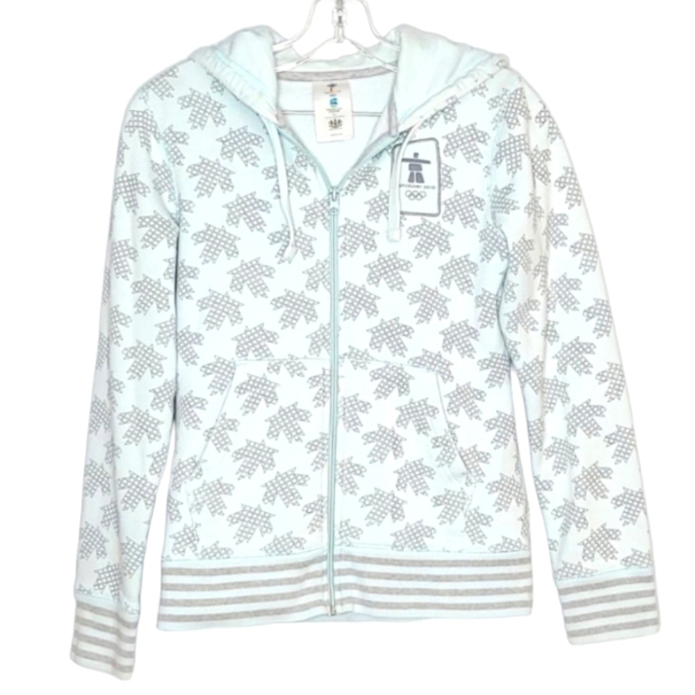 HBC Hudson's Bay Vancouver 2010 Olympics Ice Blue and Grey Hoodie Women's XS